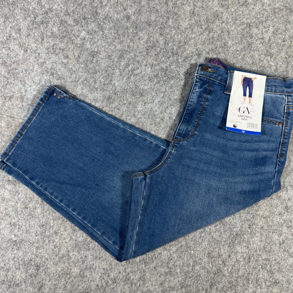 Gloria Vanderbilt Amanda Capri Jeans Blue High Rise Cropped Size 10 NEW